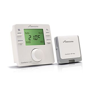 WORCESTER COMFORT+ II RF WIRELESS PROGRAMMABLE ROOM THERMOSTAT & RECEIVER