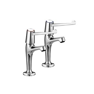 BRISTAN LEVER HIGH NECK PILLAR TAPS CHROME WITH 6IN LEVERS AND CERAMIC DISC VALVES