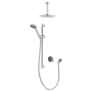 AQUALISA QUARTZ TOUCH SMART DIGITAL SHOWER CONCEALED WITH ADJUSTABLE HEAD AND FIXED CEILING HEADS GRAVITY PUMPED