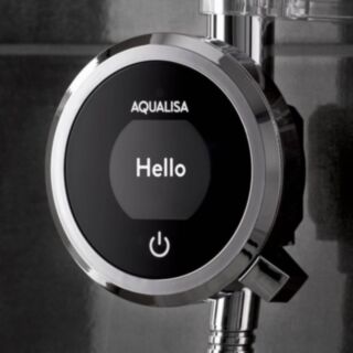 AQUALISA QUARTZ TOUCH SMART DIGITAL SHOWER EXPOSED WITH ADJUSTABLE HEAD GRAVITY PUMPED
