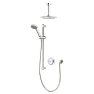 AQUALISA QUARTZ CLASSIC SMART DIGITAL SHOWER CONCEALED WITH ADJUSTABLE HEAD AND CEILING FIX HEADS GRAVITY PUMPED