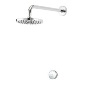 AQUALISA QUARTZ BLUE SMART DIGITAL SHOWER CONCEALED WITH FIXED WALL HEAD GRAVITY PUMPED