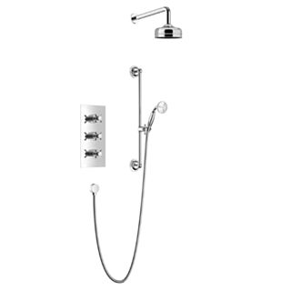 HERITAGE DAWLISH RECESSED SHOWER WITH PREMIUM FIXED HEAD AND FLEXIBLE RISER KITS CHROME