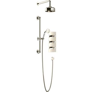 HERITAGE DAWLISH RECESSED SHOWER WITH PREMIUM FIXED HEAD AND FLEXIBLE RISER KITS VINTAGE GOLD
