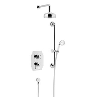 HERITAGE GLASTONBURY RECESSED SHOWER WITH PREMIUM FIXED HEAD AND FLEXIBLE RISER KITS - CHROME