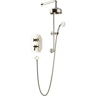HERITAGE GLASTONBURY RECESSED SHOWER WITH PREMIUM FIXED HEAD AND FLEXIBLE RISER KITS - VINTAGE GOLD
