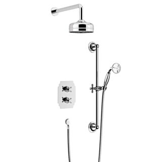HERITAGE HARTLEBURY RECESSED SHOWER WITH PREMIUM FIXED HEAD AND FLEXIBLE RISER KITS - CHROME