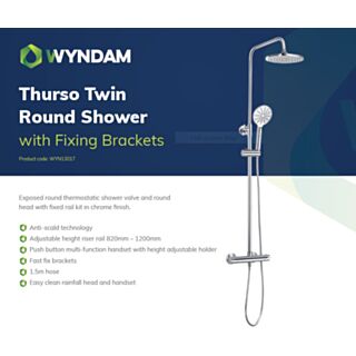 WYNDAM THURSO TWIN ROUND SHOWER PACK WITH FIXING BRACKETS 