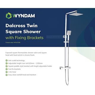 WYNDAM DALCROSS TWIN SQUARE SHOWER PACK WITH FIXING BRACKETS 